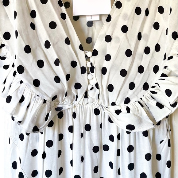 Rat & Boa Mariella Maxi Dress Polka Dot Ruffle White Black Size Medium NWT - Picture 5 of 11
